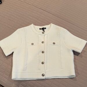 Maje White Textured Knit Cardigan